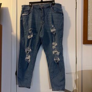 Wax Jean Light Wash Blue Womens Size 20 Distressed High Rise Denim Skinny Jeans